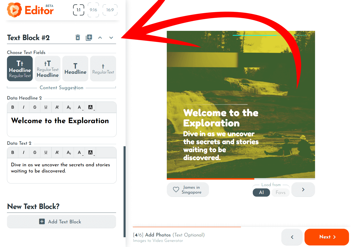 Change text blocks order on RenderLion video generator
